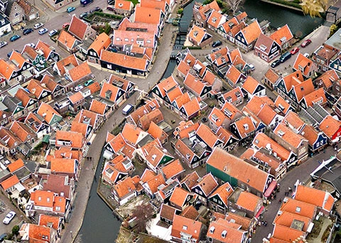 Vogelperspectief typisch Nederlands landschap